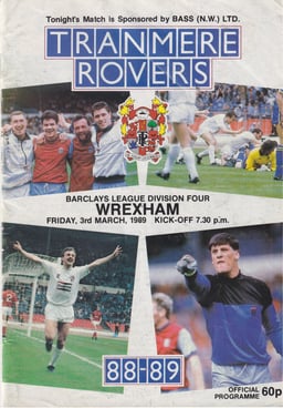 Tranmere Rovers v Wrexham Match Programme 1989-03-03